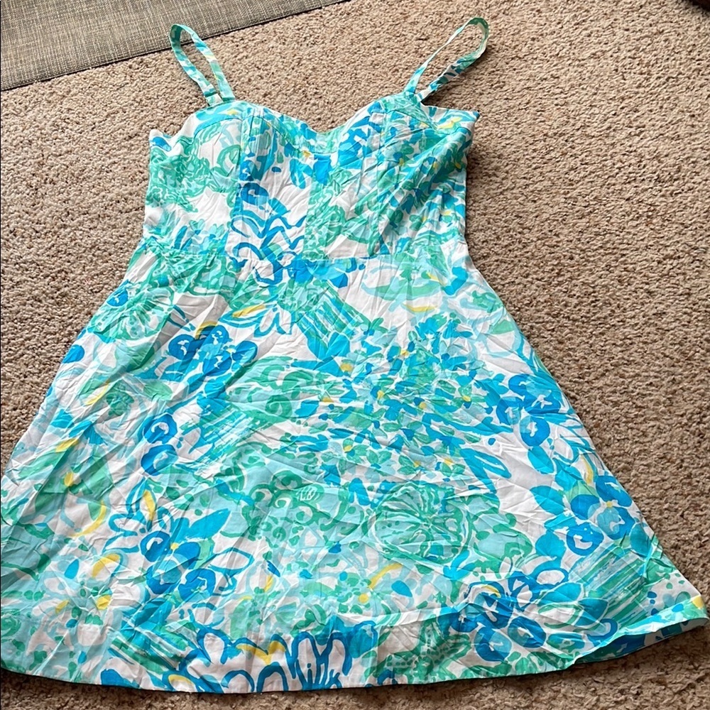 Lilly Pulitzer Floral Blue and Green mini dress size 2 - Picture 3 of 8